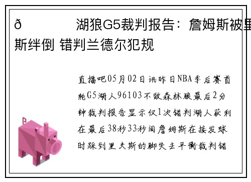 📚️湖狼G5裁判报告：詹姆斯被里夫斯绊倒 错判兰德尔犯规